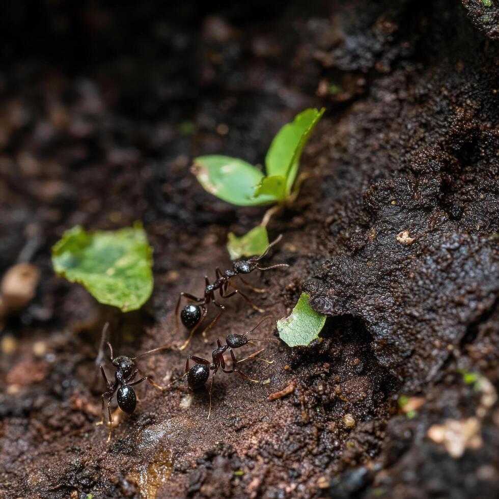 Tiny Rainforest Workers Gathering Resources for Fungus Gardens photo