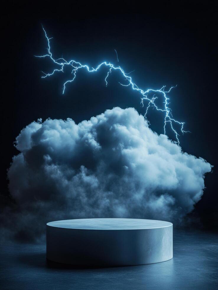 Thunderstorm Themed Display Featuring Powerful Lightning Streaks photo
