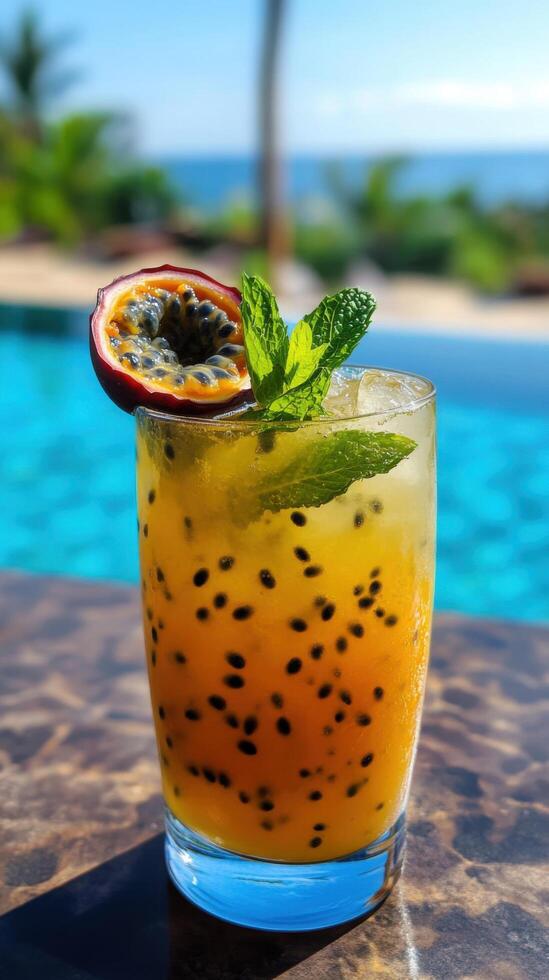 Tropical Passionfruit Mojito Enjoyed at Pool Resort photo