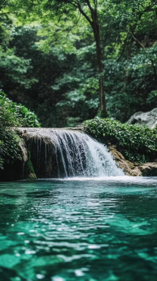Vibrant Waters Tumbling Down into Hidden Emerald Pool Sanctuary photo