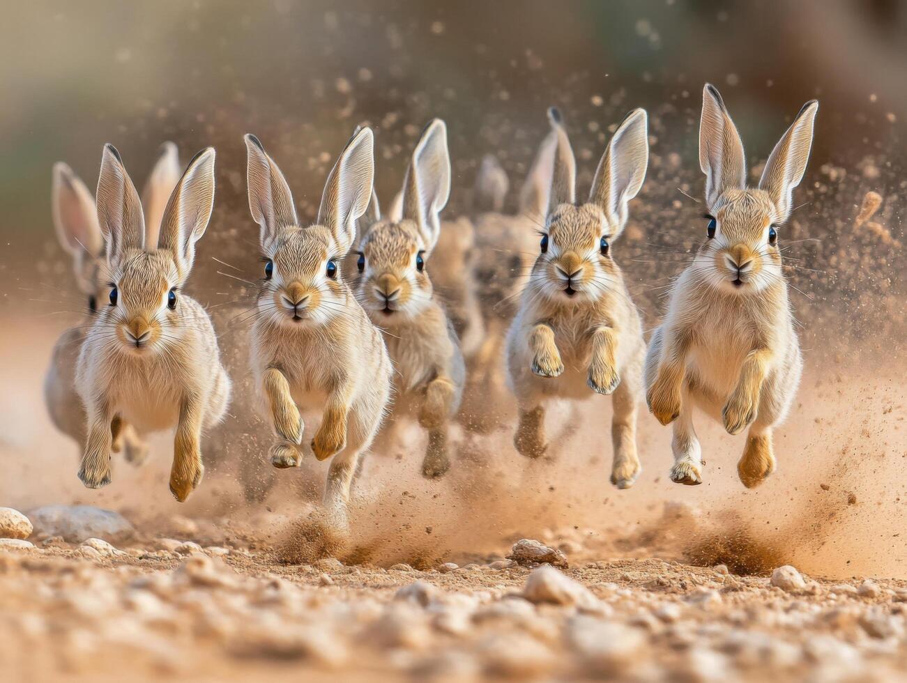 Young Sandy Hare Practicing Predatory Avoidance Methods photo
