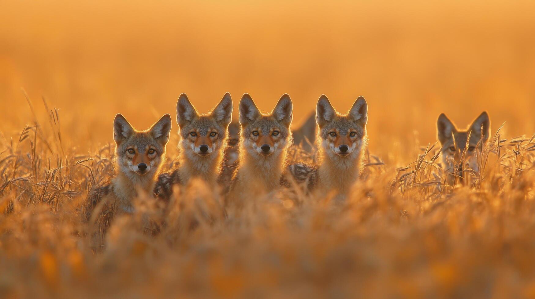 Young Steppe Predators Practicing Strategic Pack Coordination Methods photo