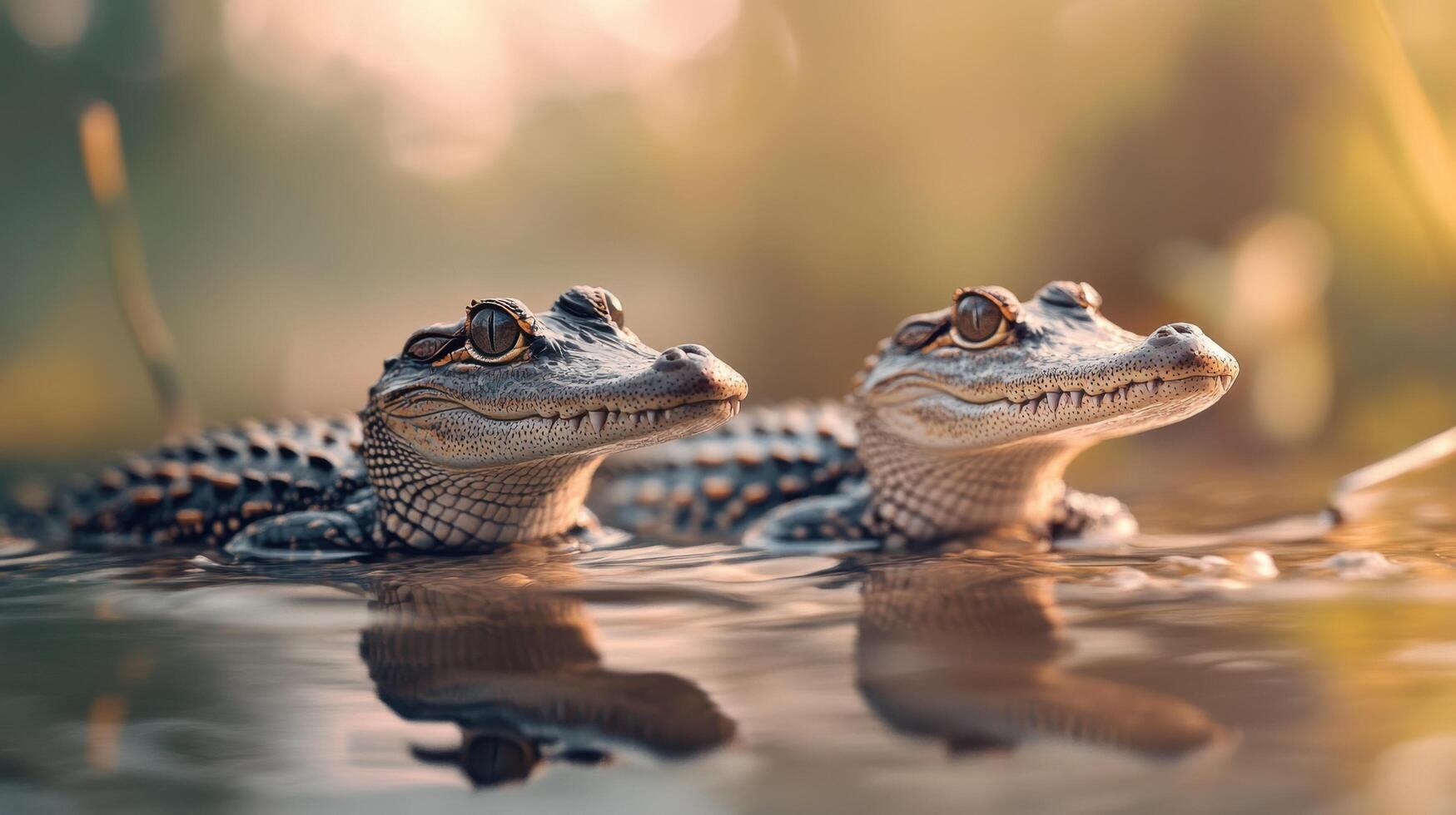Young Water Carnivores Practicing Time Tested Hidden Approaches photo