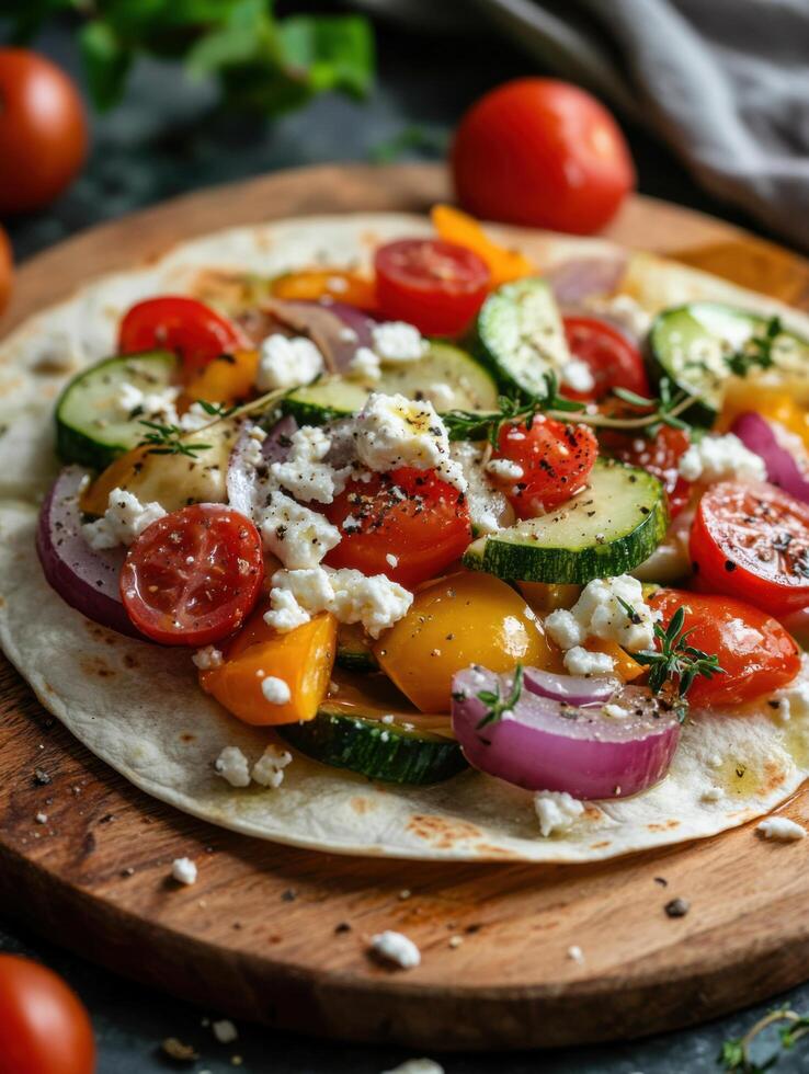Zesty Quesadilla Packed with Summer Vegetables and Feta photo