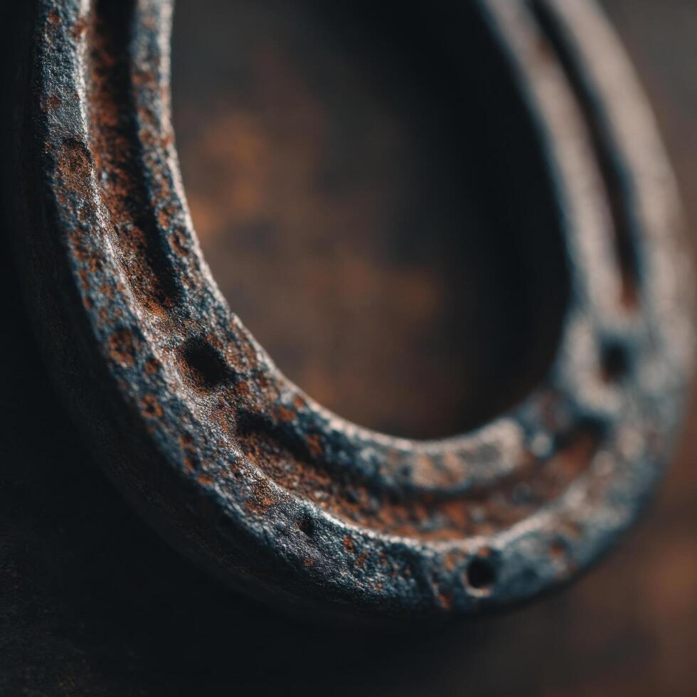 A bright polished horseshoe with beautiful old fashioned rustic accents photo