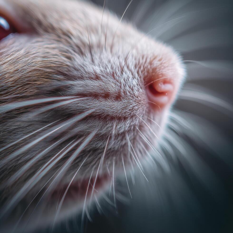 A delicate bubble caught on the sensitive whisker of a pet rodent photo