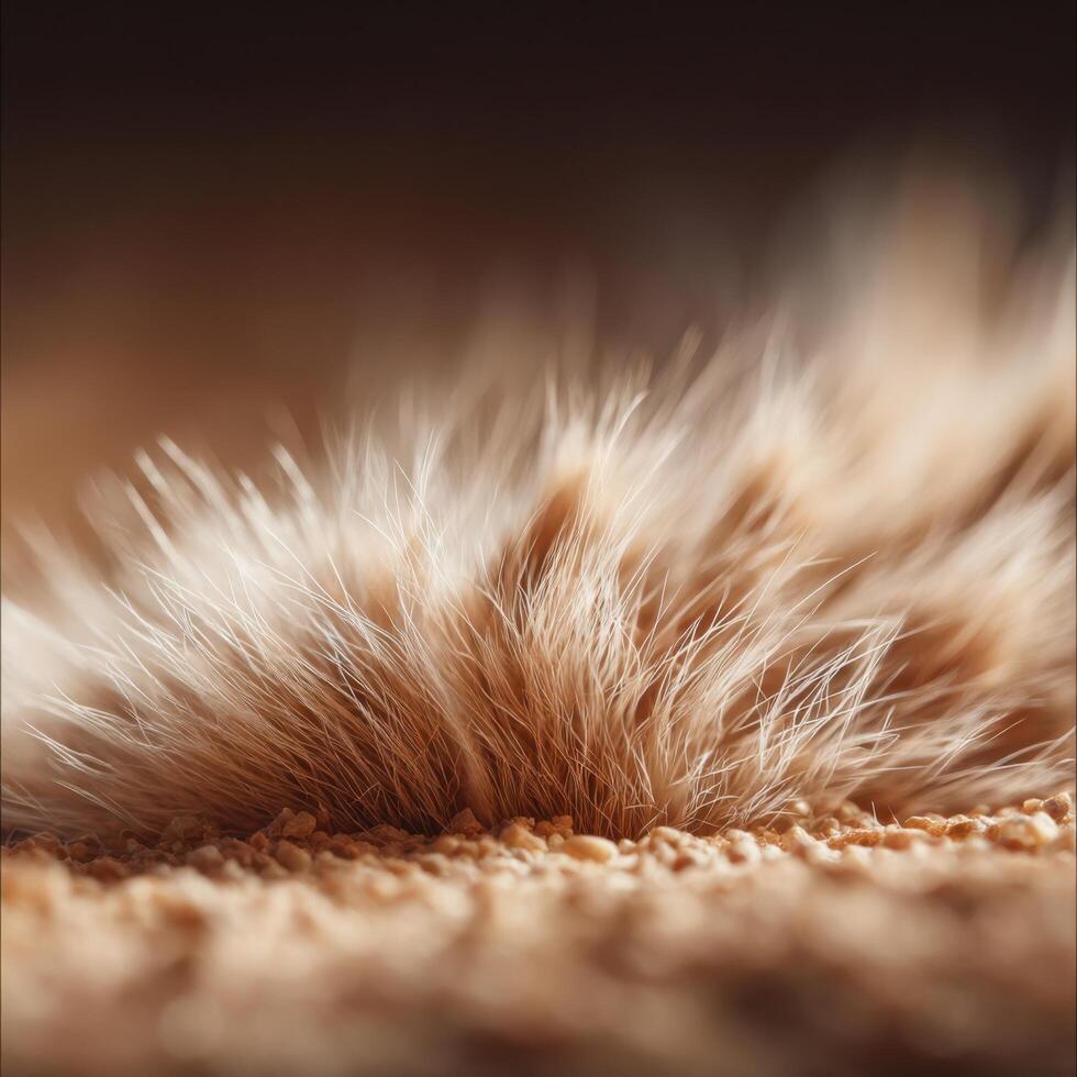 A detailed close shot of minute earth on a pet hamsters fur photo