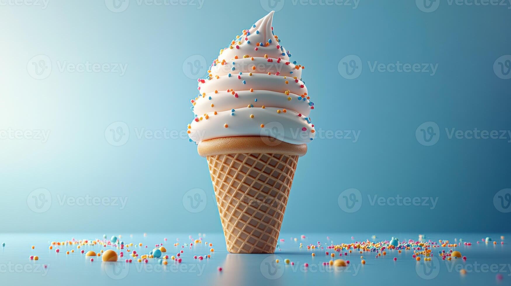 Whipped ice cream cone with sprinkles photo