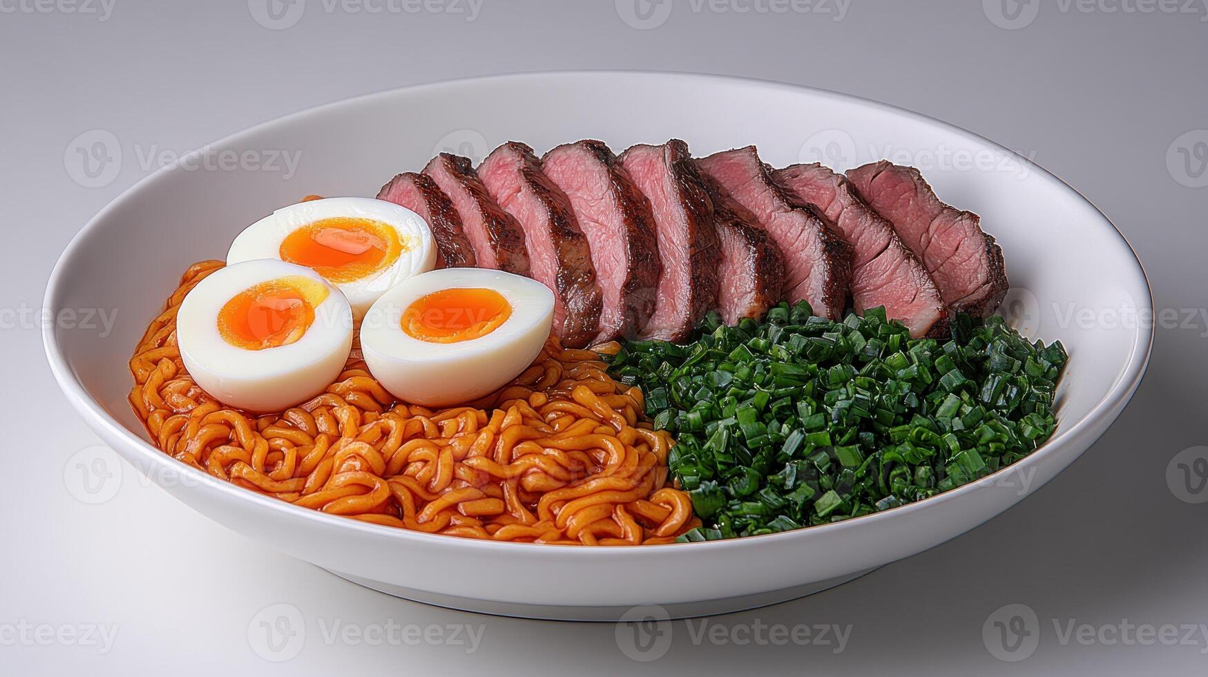 Spicy ramen with beef and egg photo