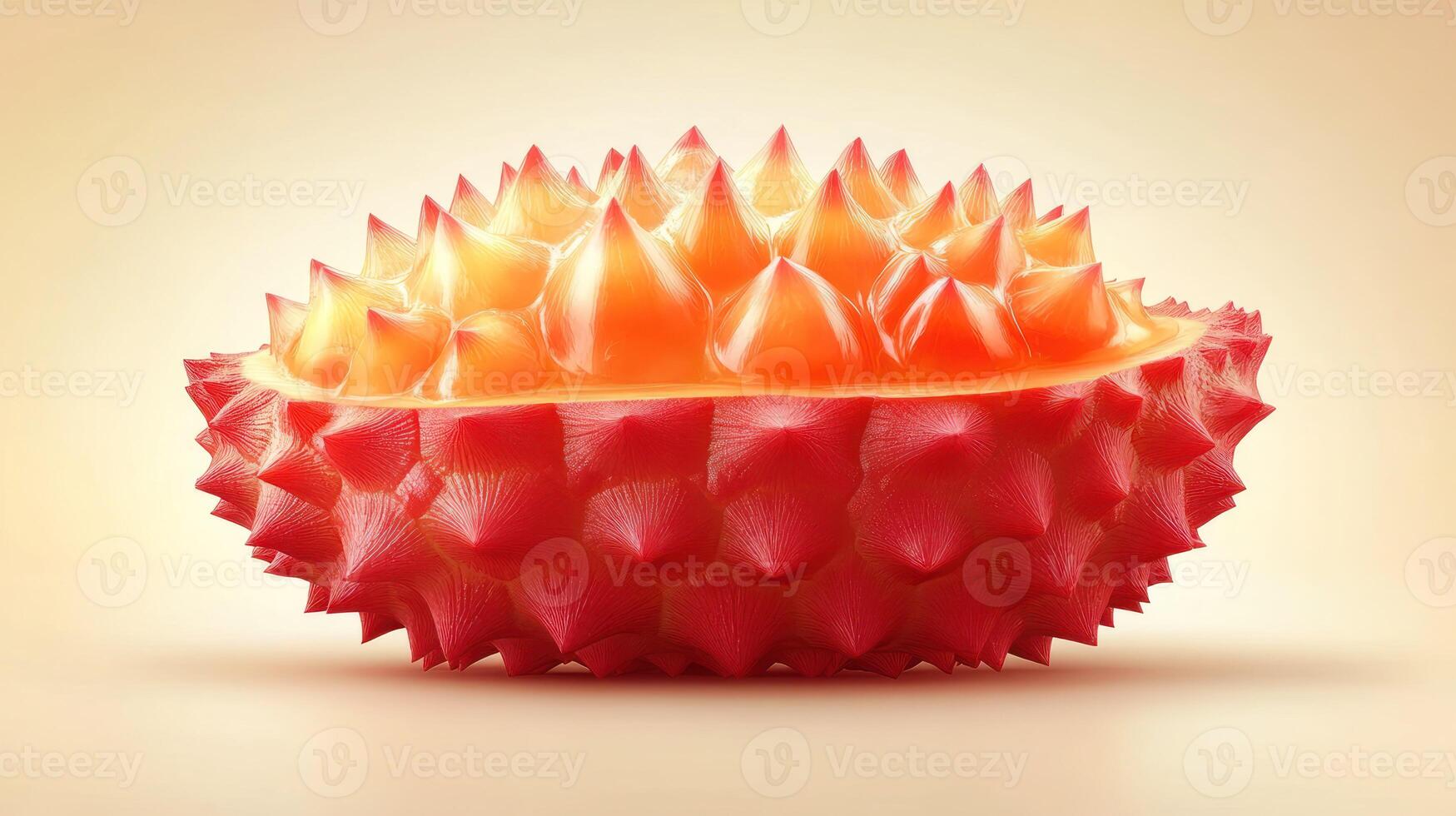 Spiky fruit half, vibrant colors photo