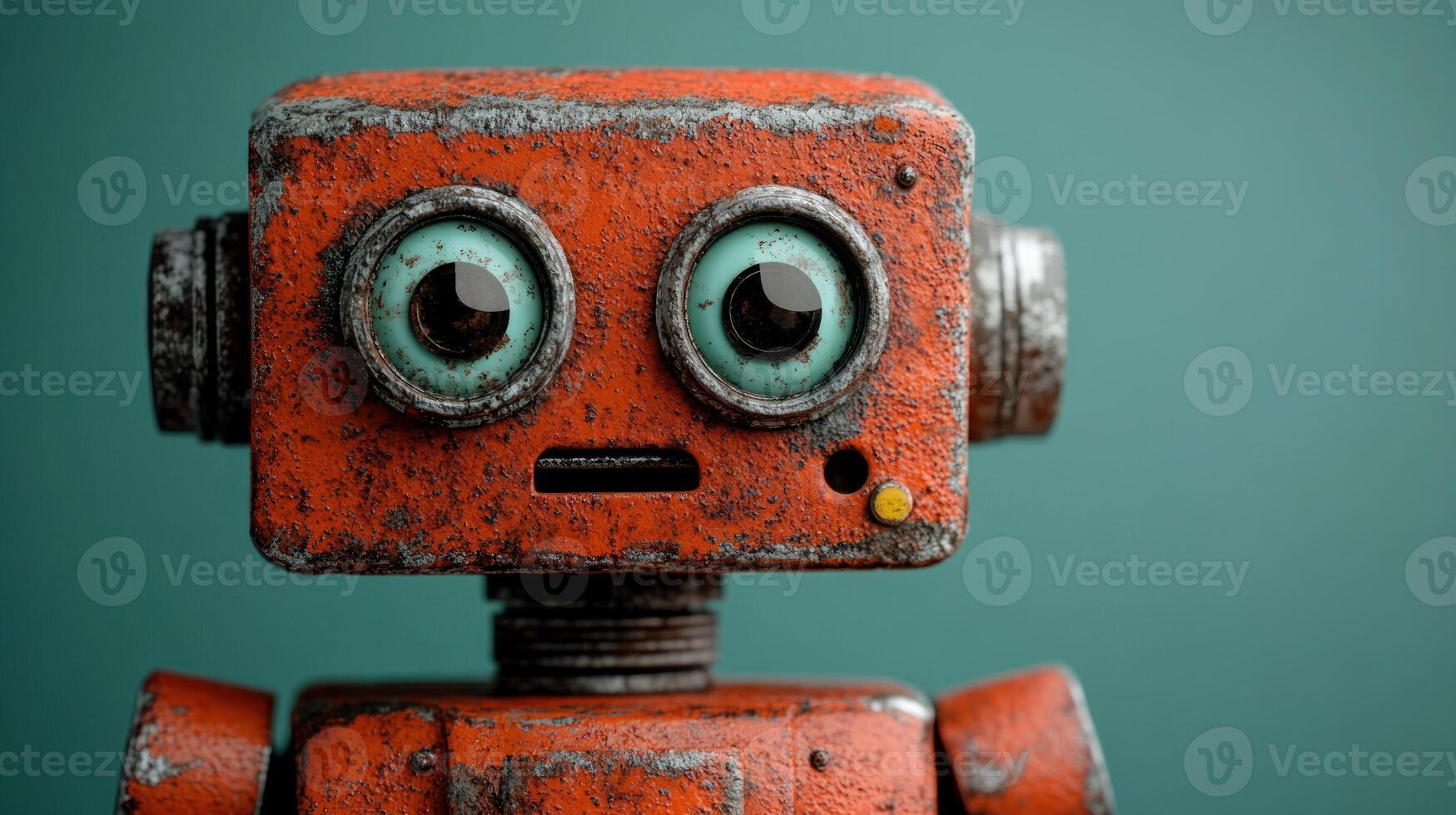 Rusty robot head close-up photo