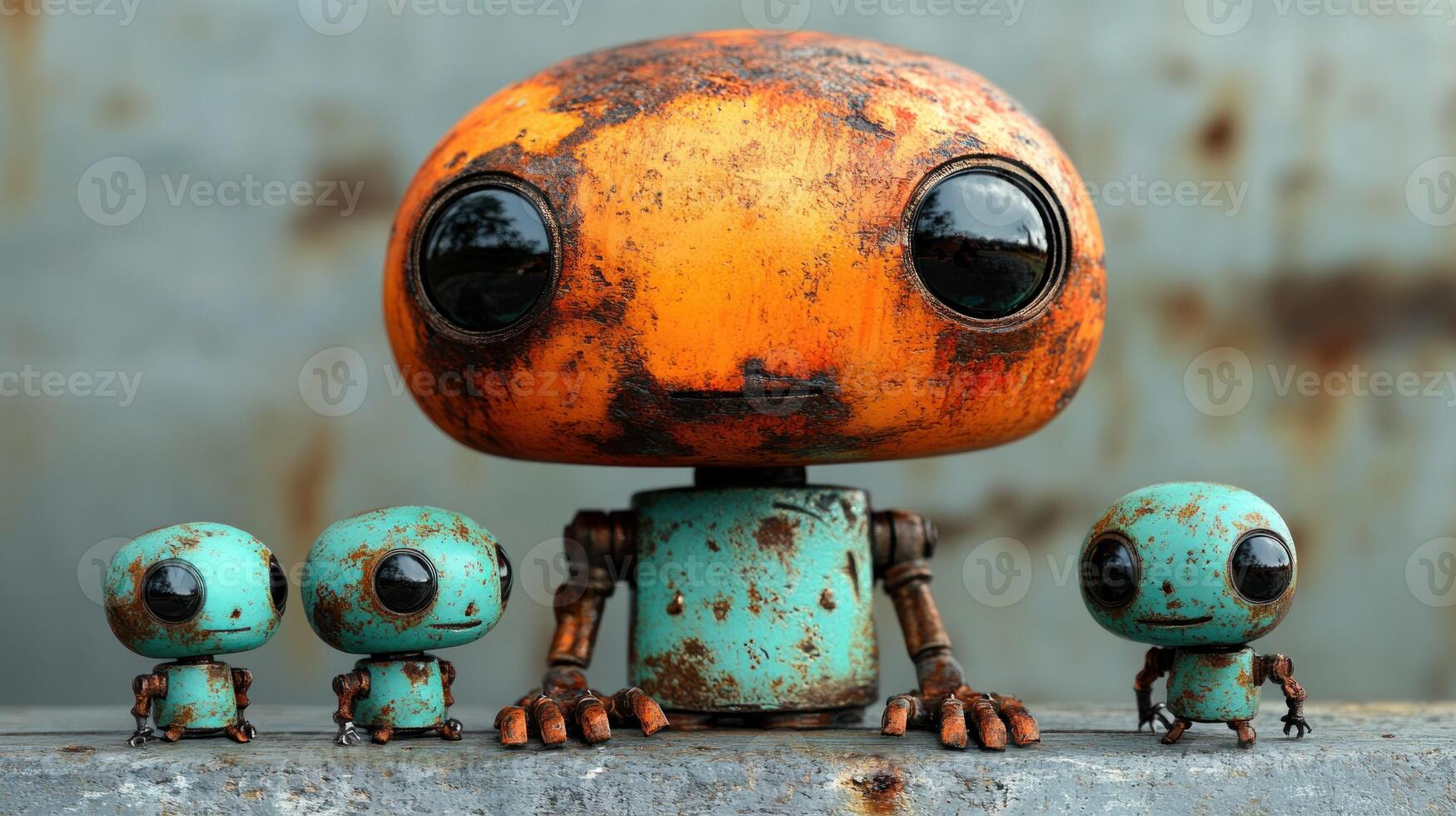Rusty robot family portrait photo
