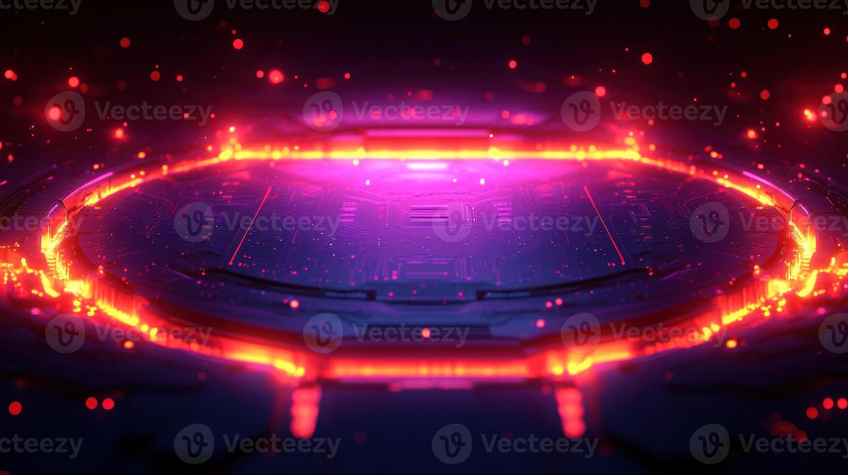 Sci-fi circular portal glowing with vibrant energy photo
