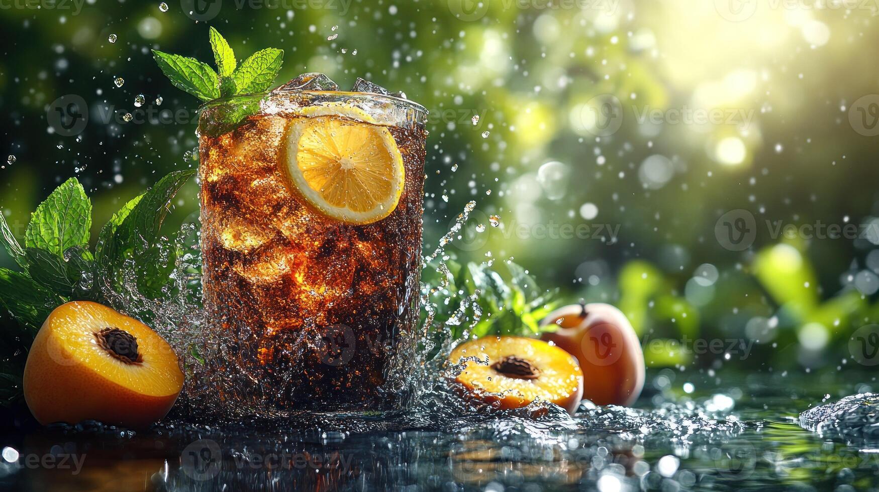 Refreshing Iced Tea with Peach and Lemon photo