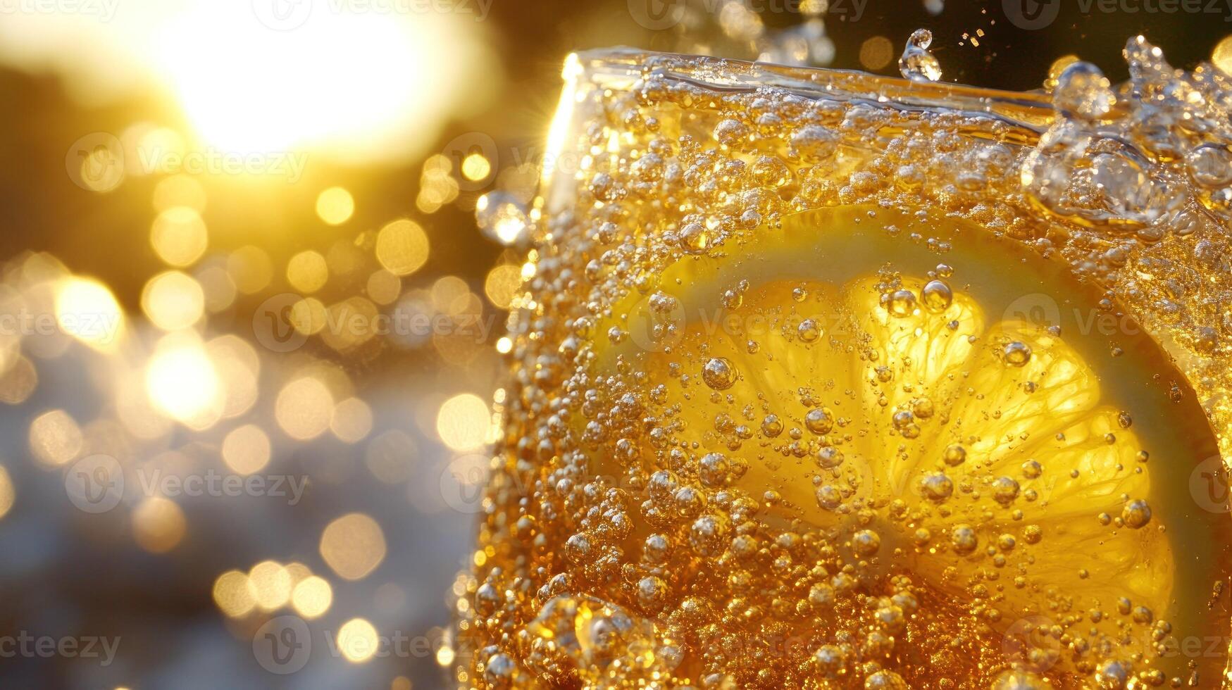 Refreshing Iced Tea with Lemon close up photo