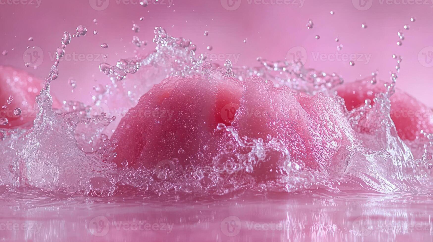 Pink spheres in water splashes photo