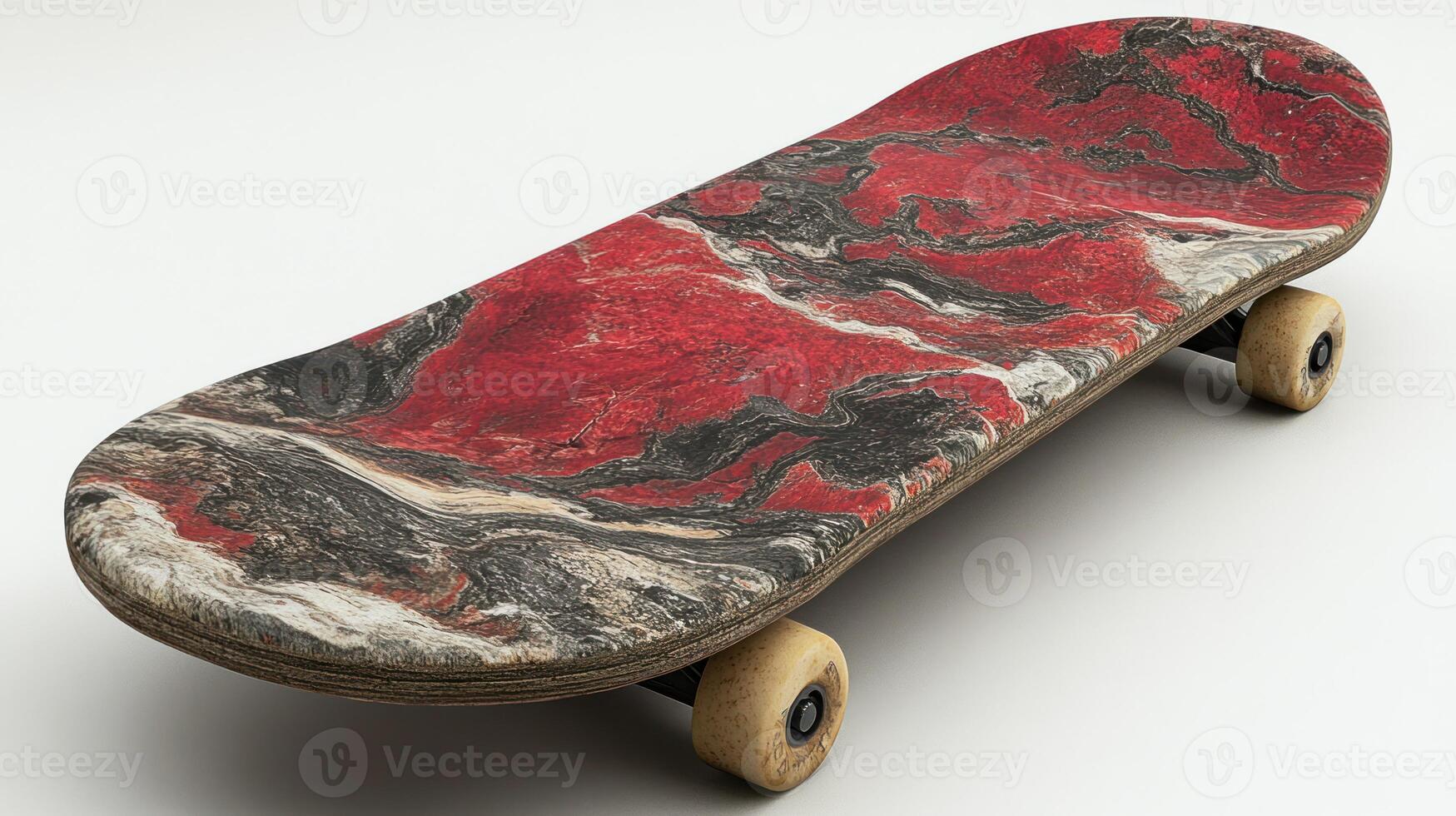 Red and black marble patterned skateboard photo
