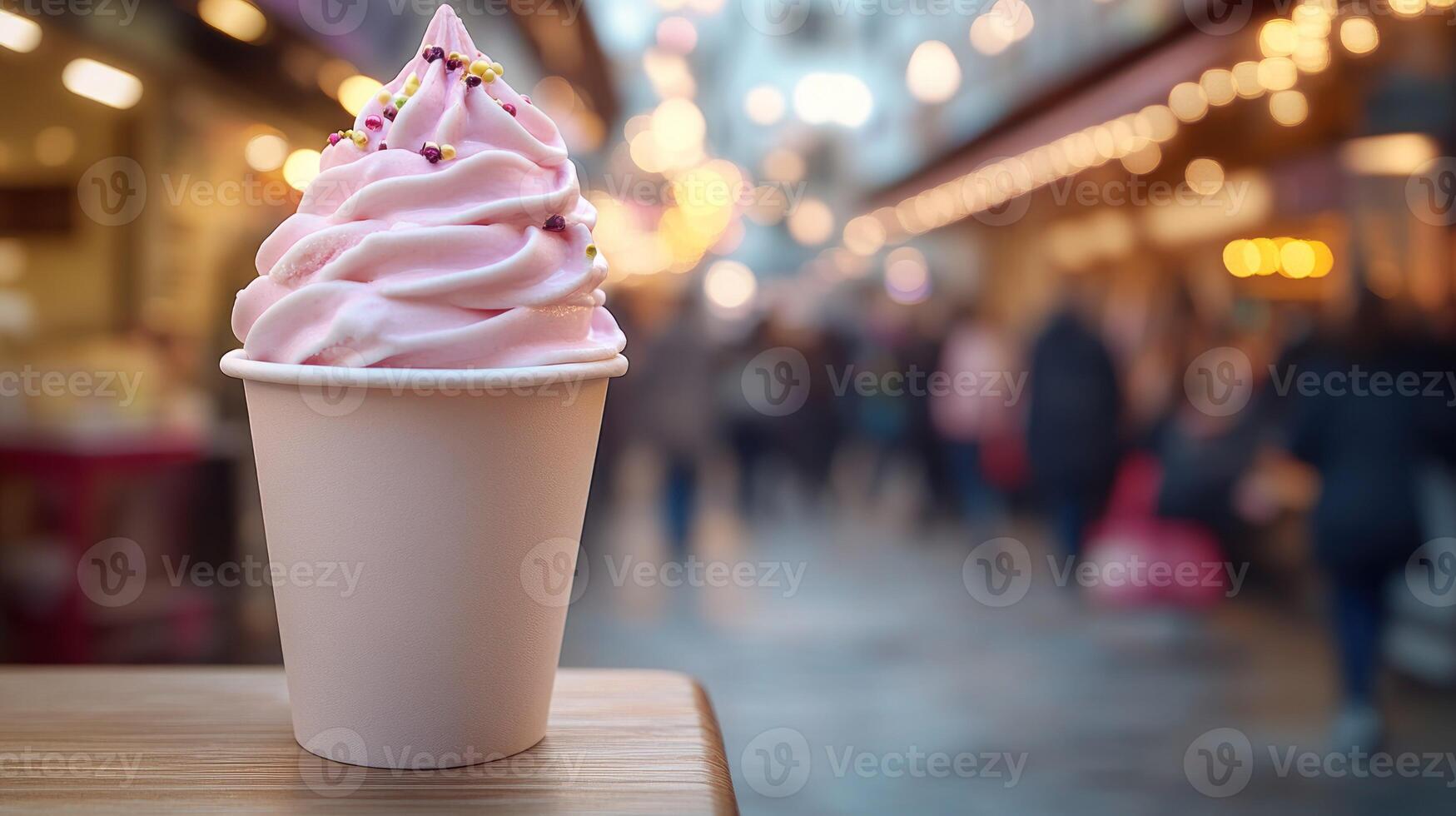 Pink frozen treat in a cup photo