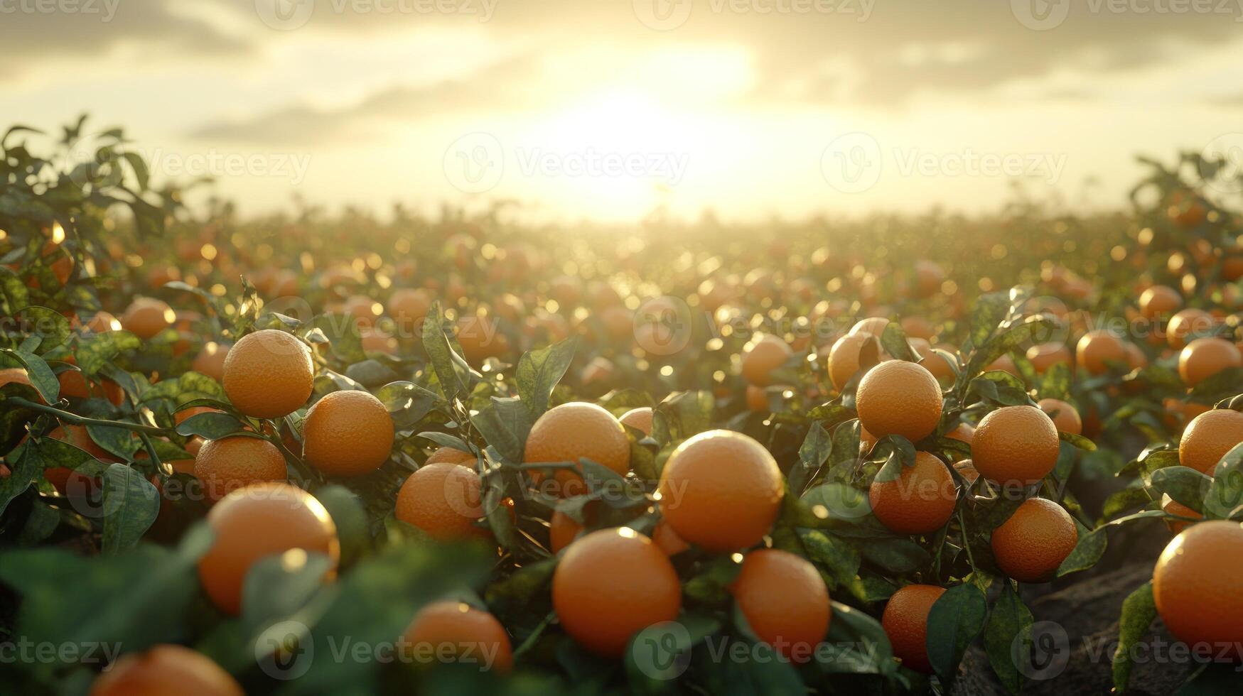 Orange orchard at sunset photo