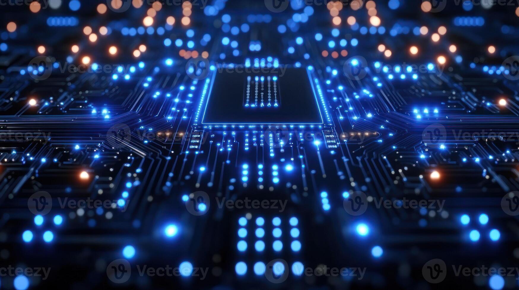 High-tech circuit board with glowing components ver six photo