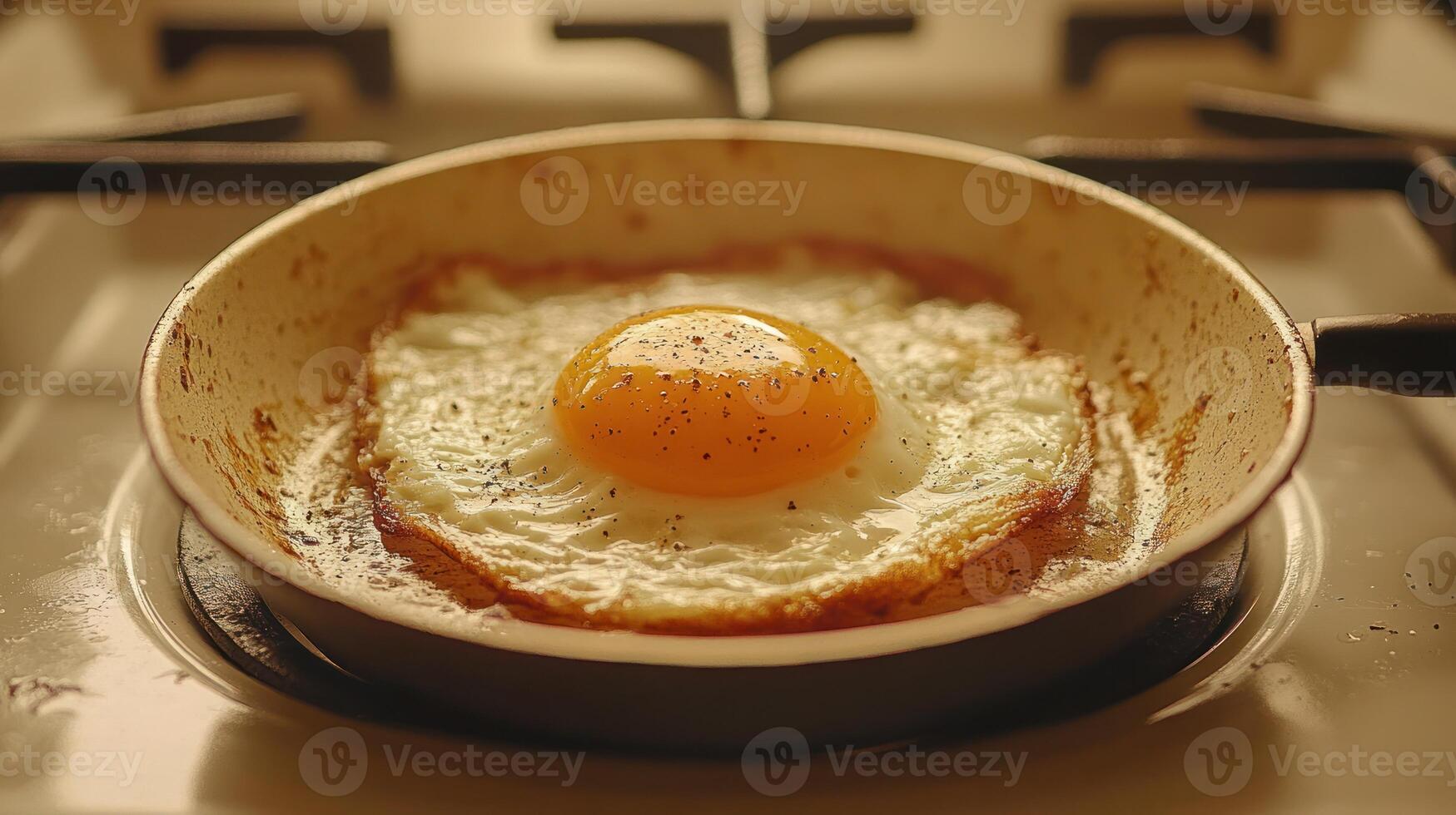Fried egg on a stovetop photo