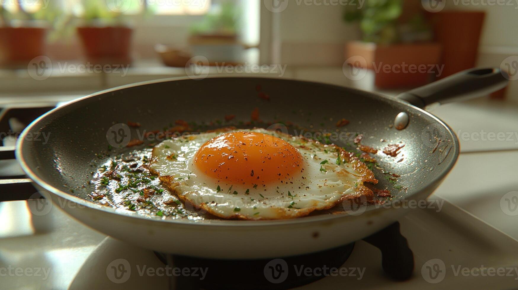 Fried egg in a pan 3 photo