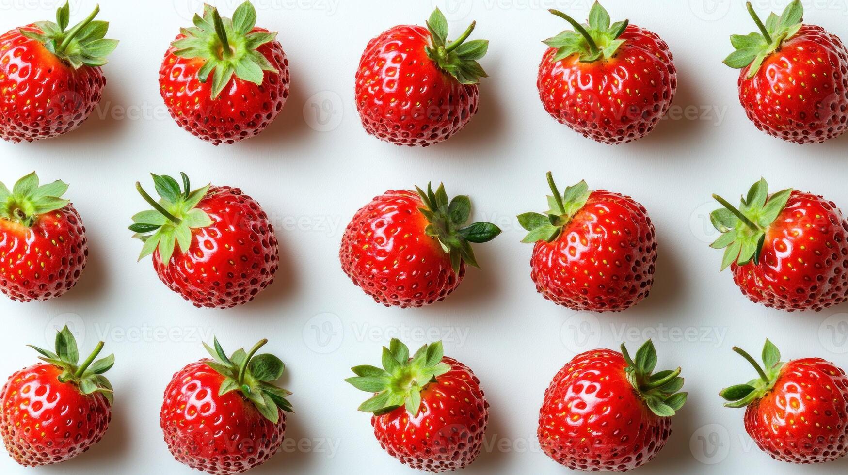 Fresh Strawberries Arranged in a Grid Pattern seamless pattern photo