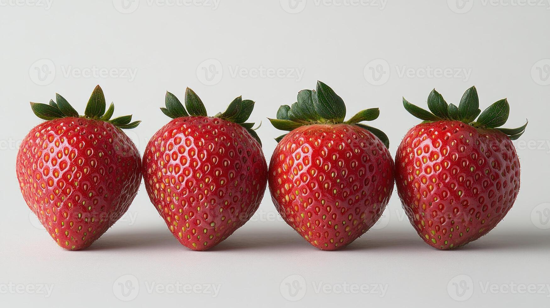 Fresh strawberries in a row isolated photo