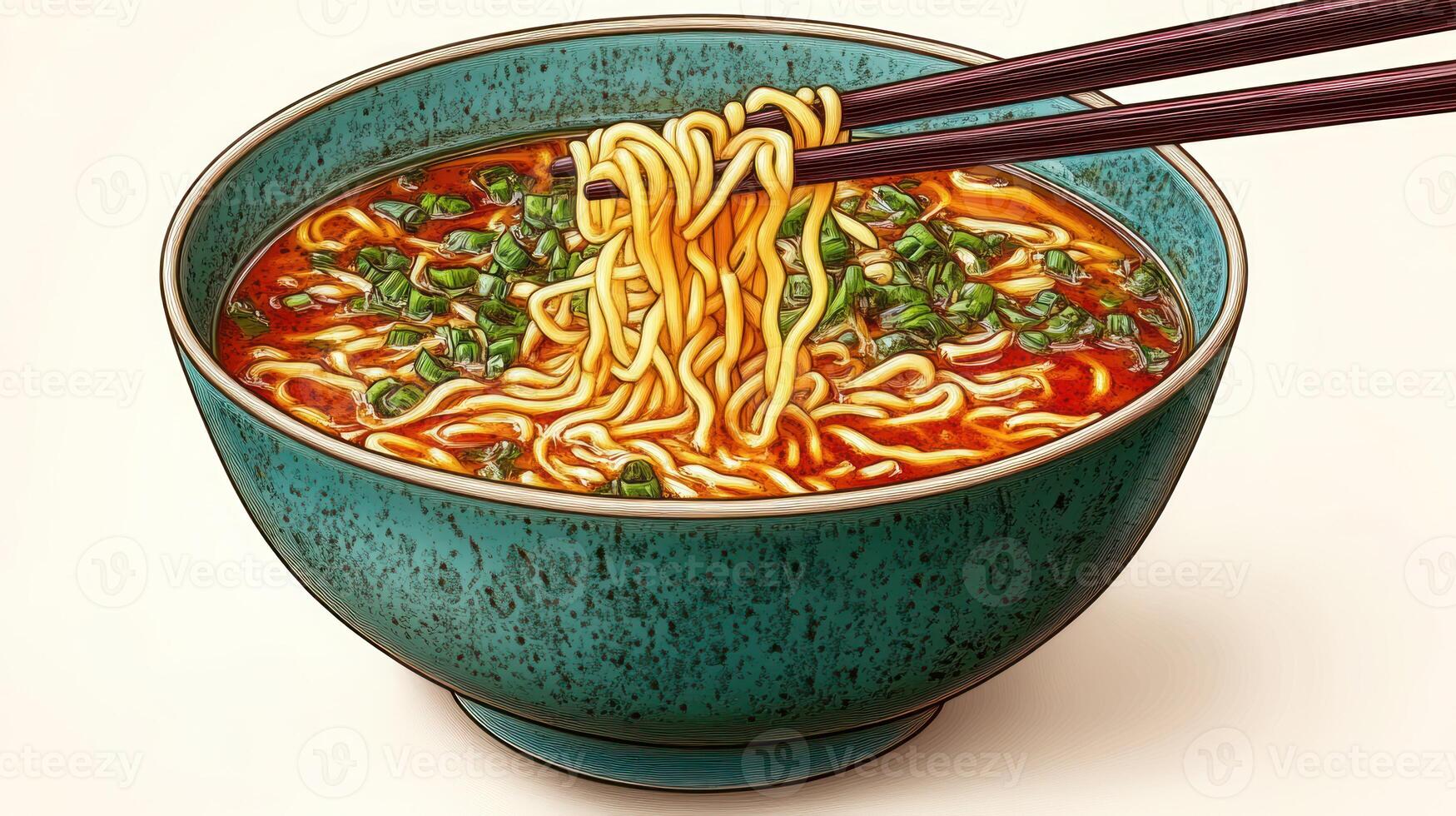 Delicious ramen in a bowl photo