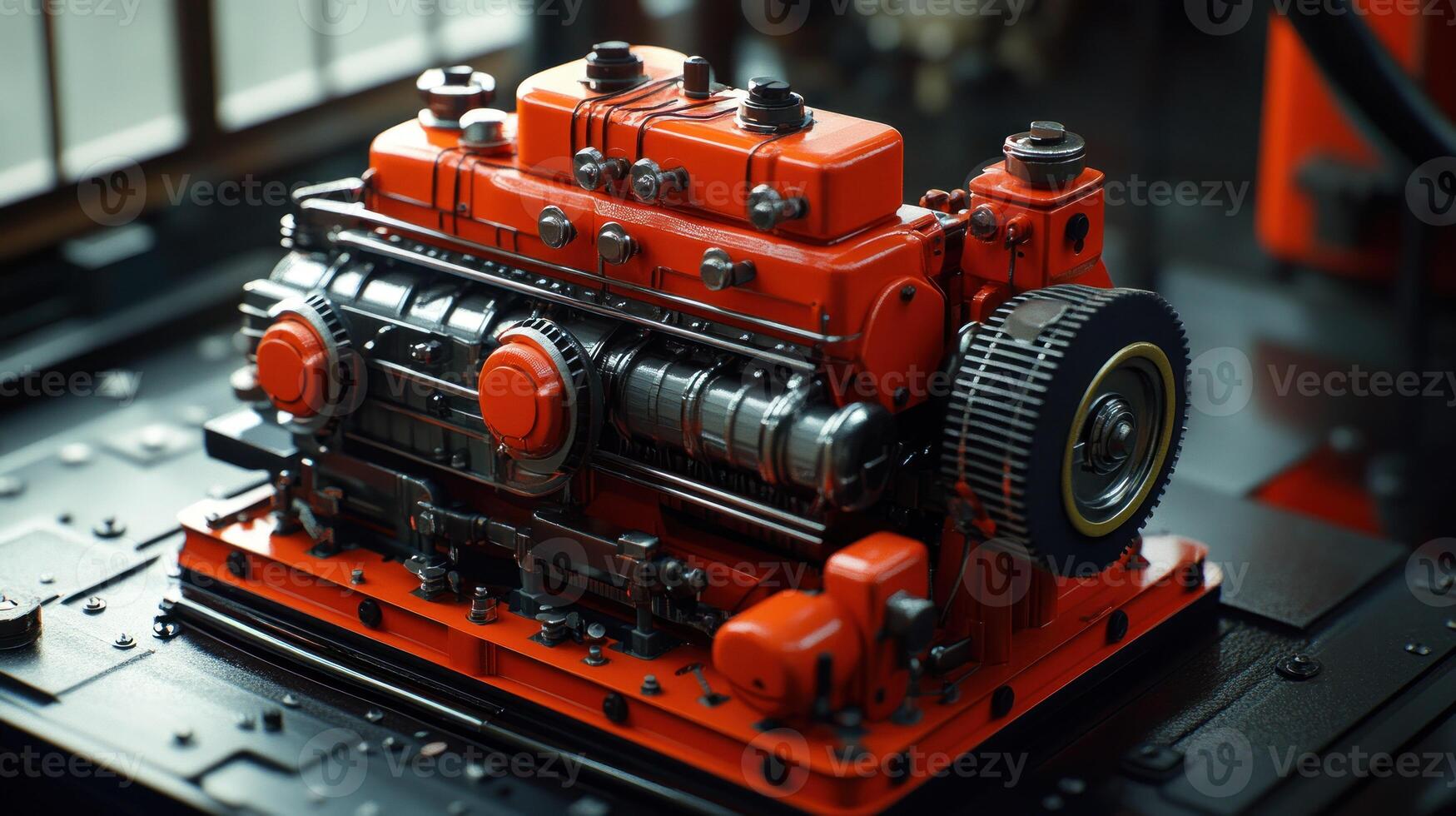 Detailed close-up of a retro-style engine photo