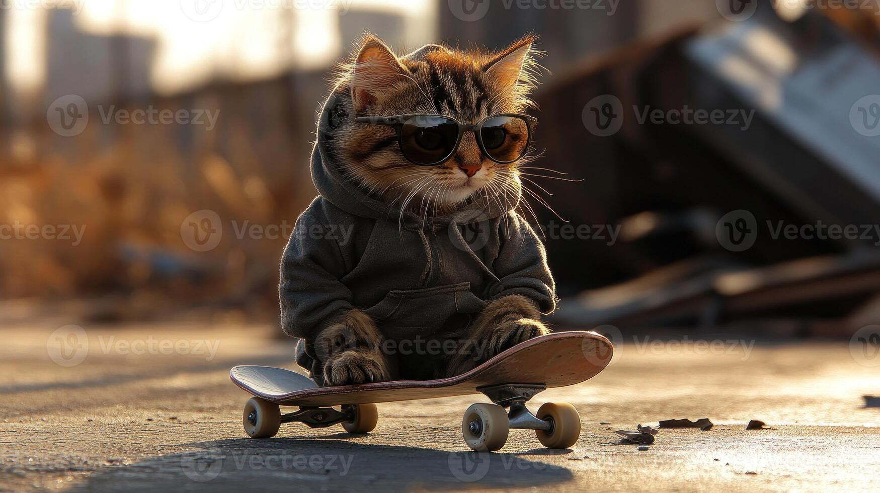 Cool cat on a skateboard photo