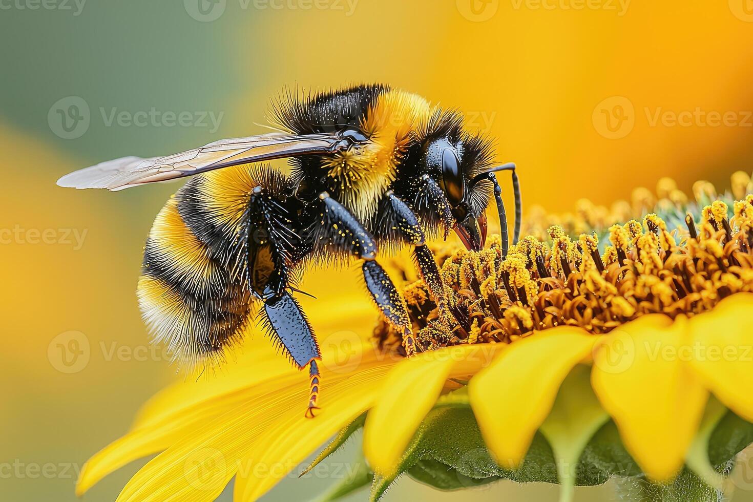 Bumblebee Foraging on a Vibrant Sunflower photo