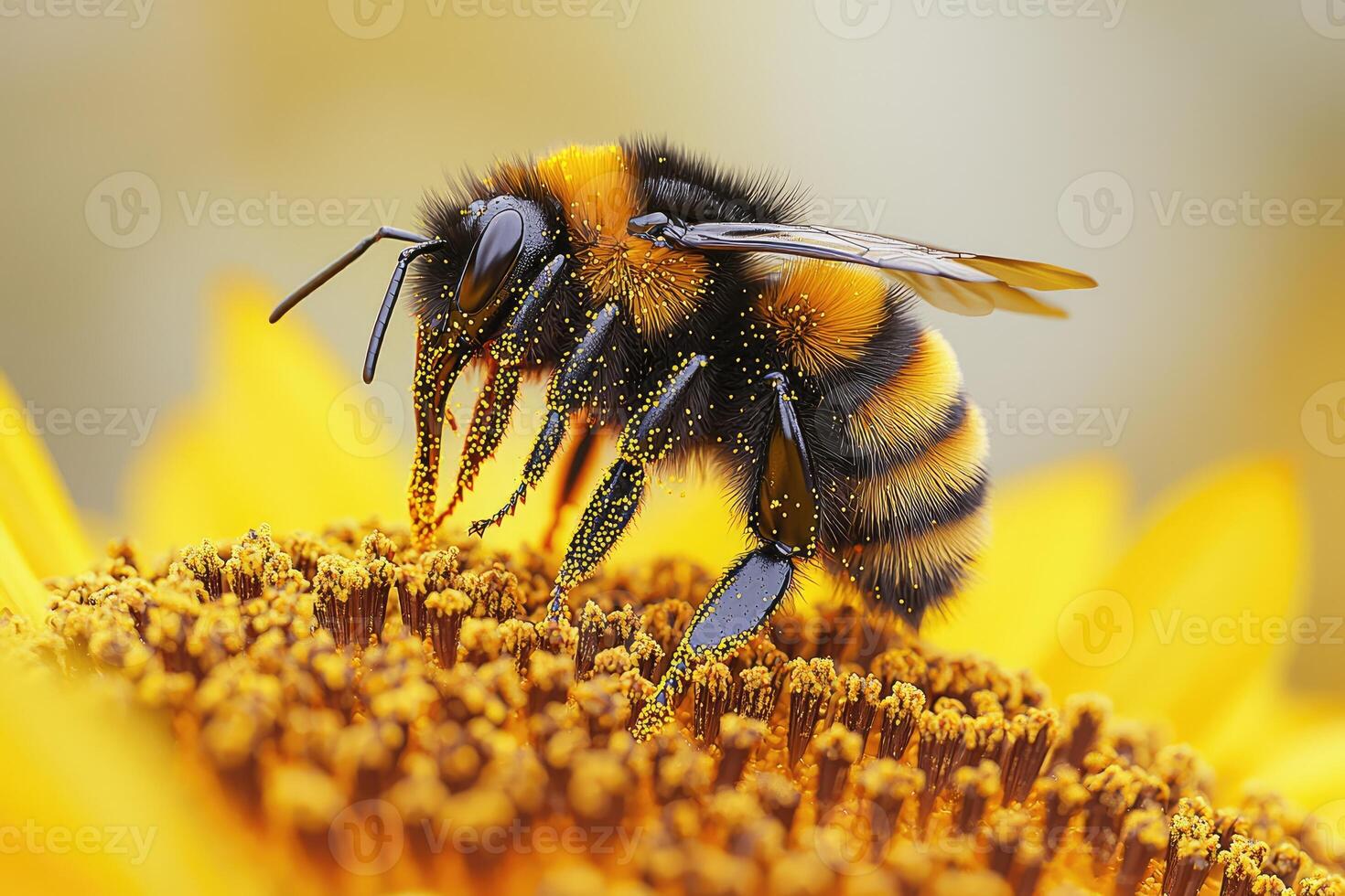 Bumblebee collecting pollen from a flower photo