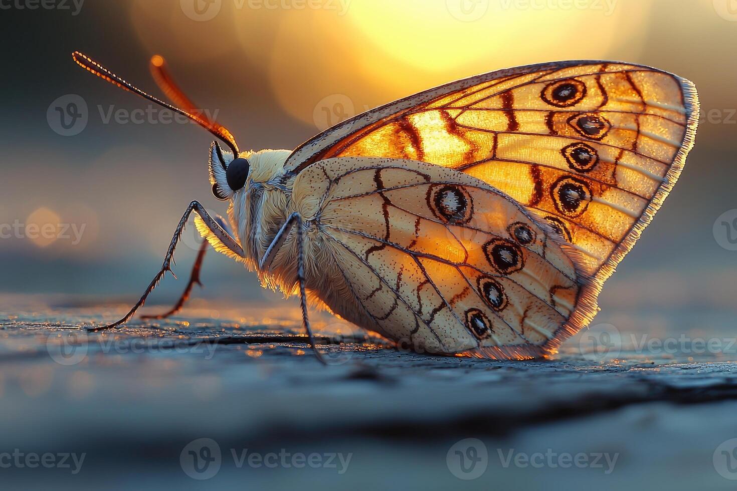 Golden Sunset Butterfly Wing Detail Close Up photo