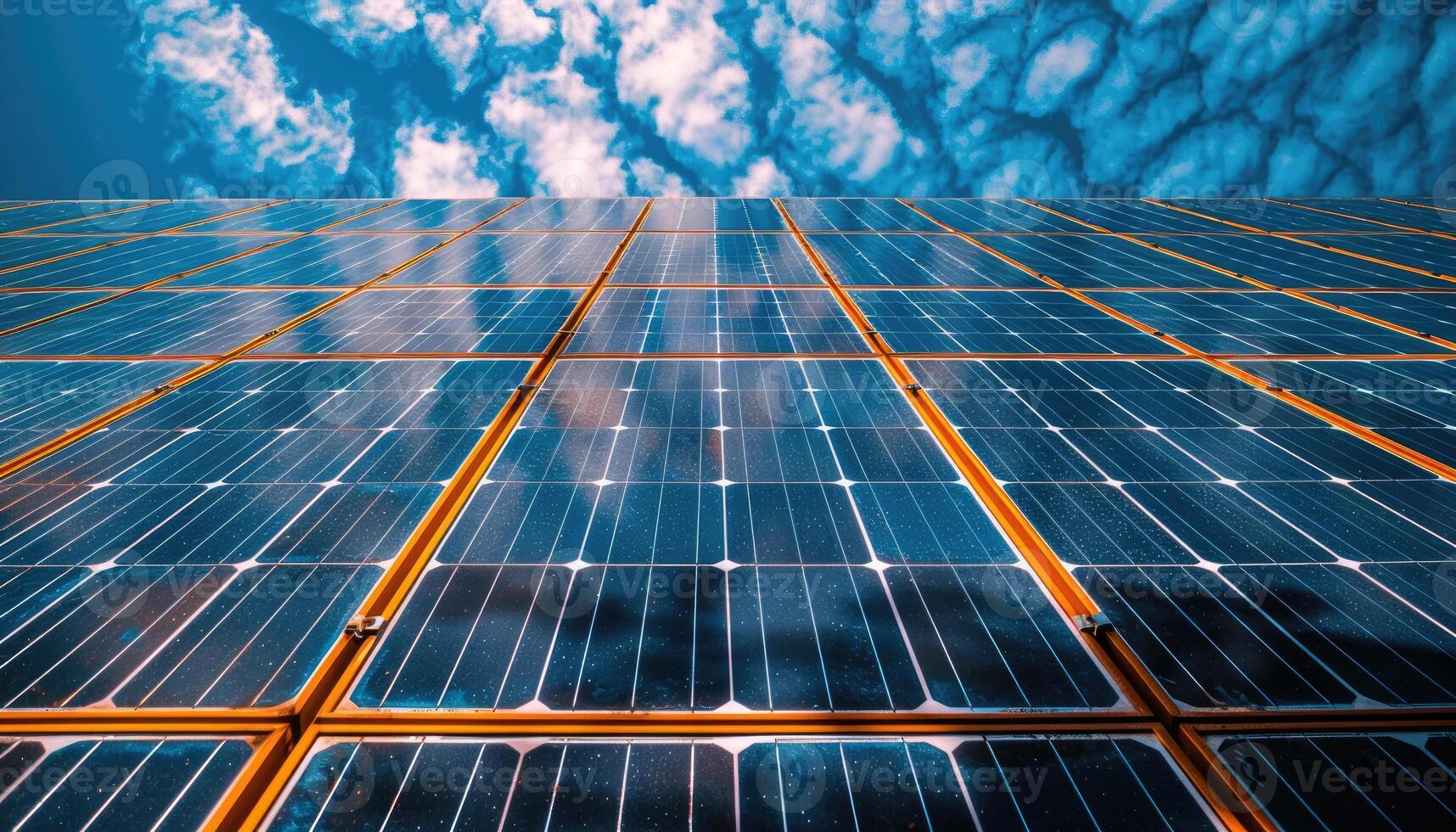 Solar Panels Array Under a Cloudy Sky photo