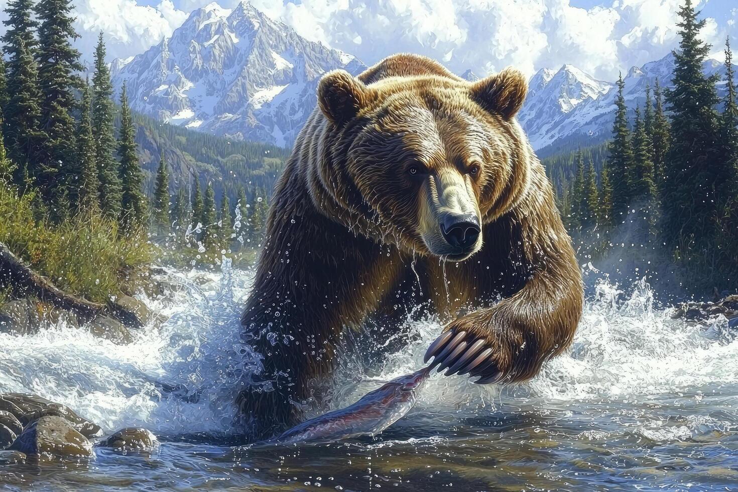 Bear Fishing in a Mountain River photo