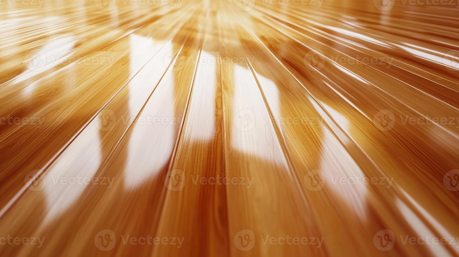 Polished Wooden Floor Surface Showing Grain And Reflection photo