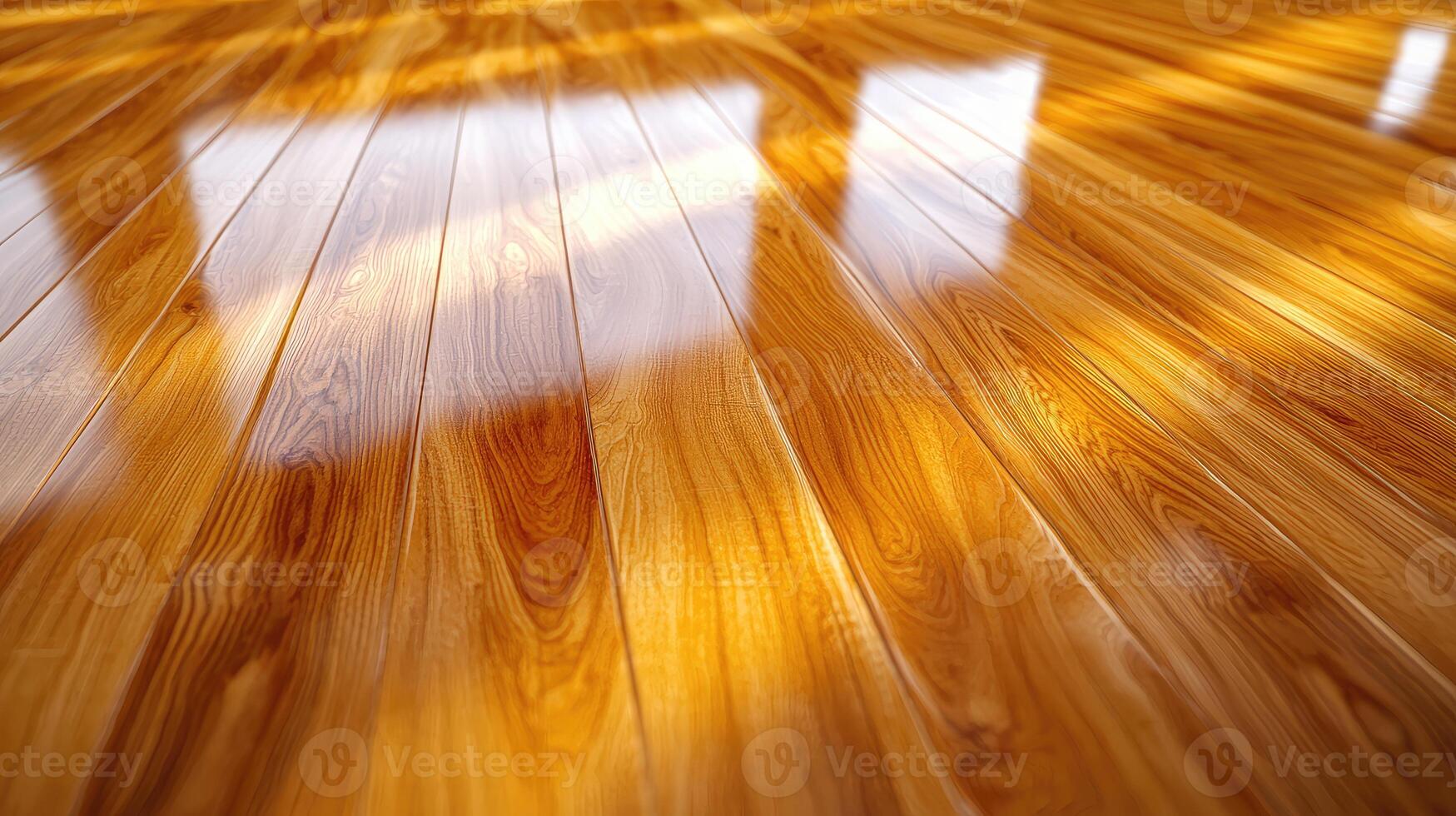 Polished wooden floorboards reflecting photo