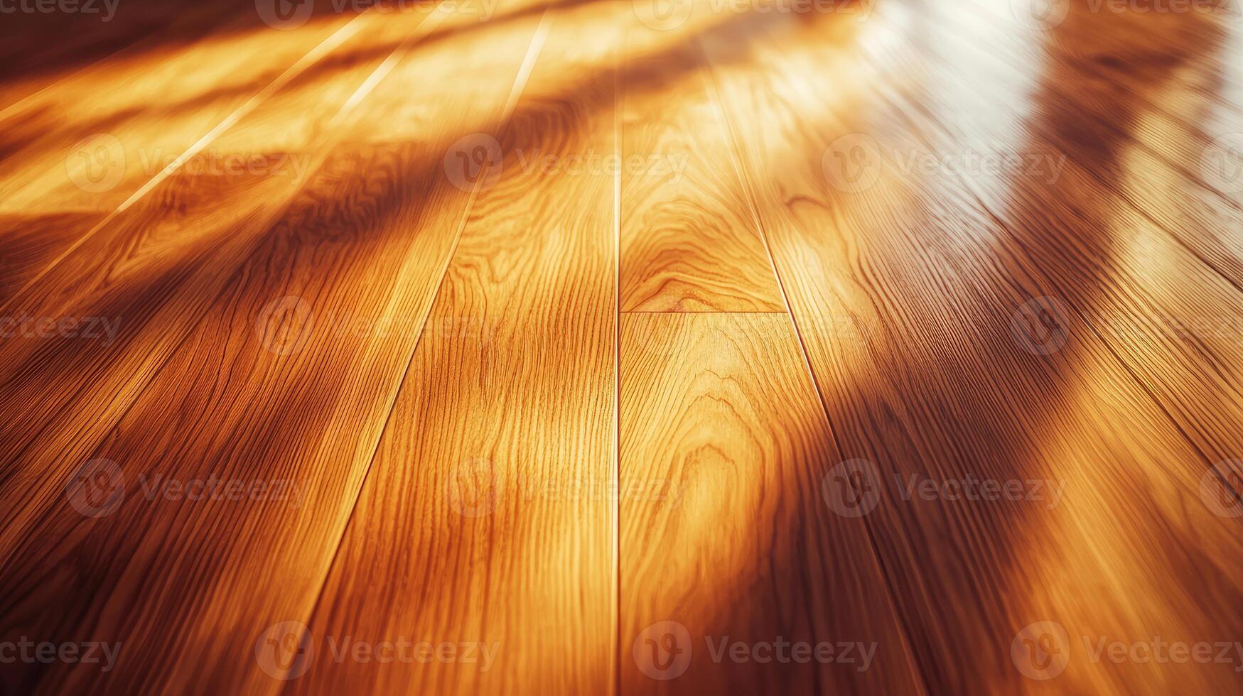 Warm Sunlight Illuminates Polished Wooden Floorboards photo