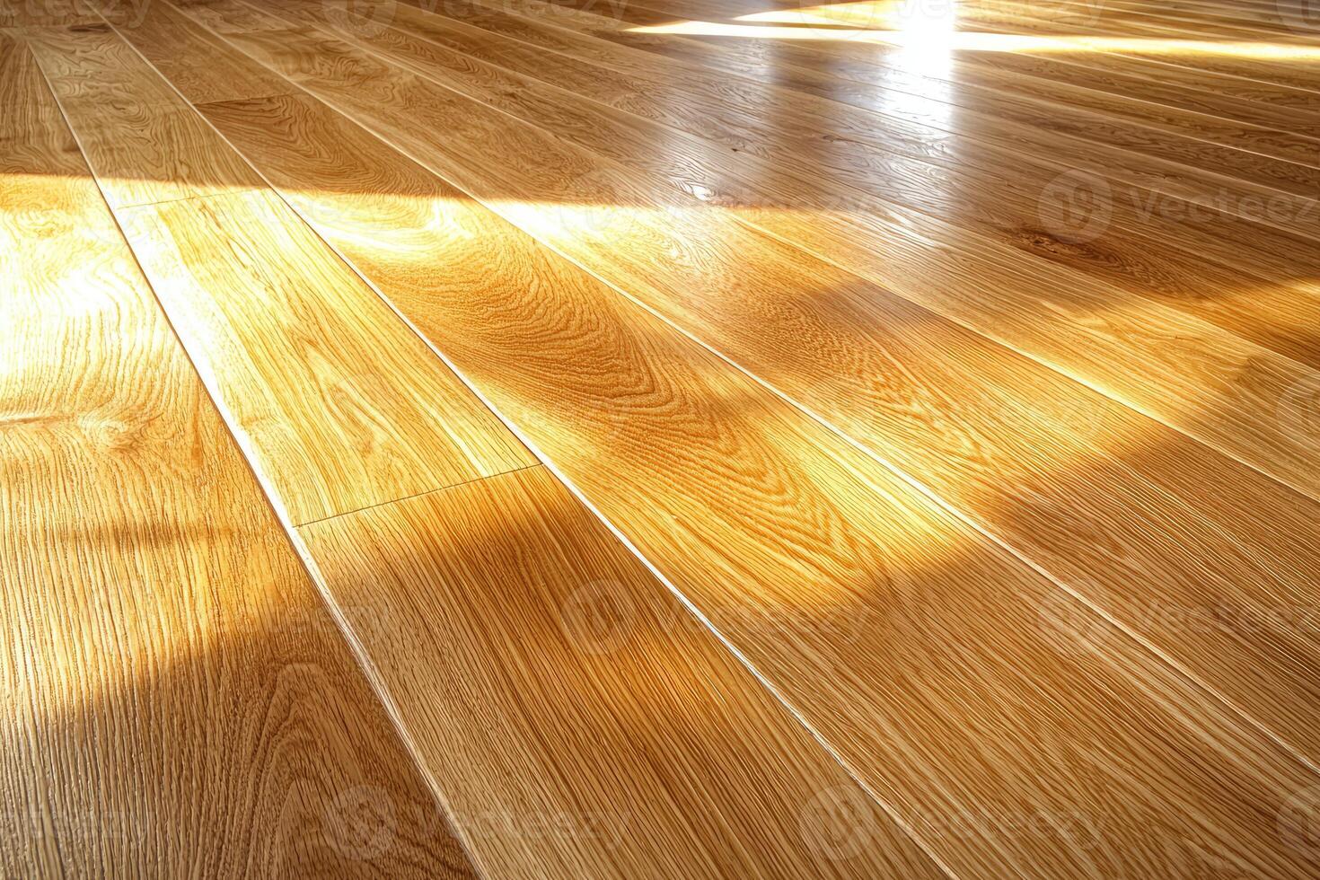 Sunlit Light Brown Wooden Floor Planks photo