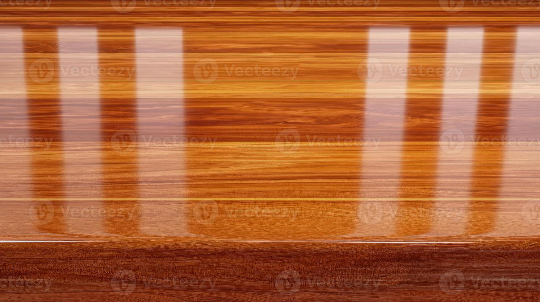 Polished Wooden Surface Showing Light Reflections photo