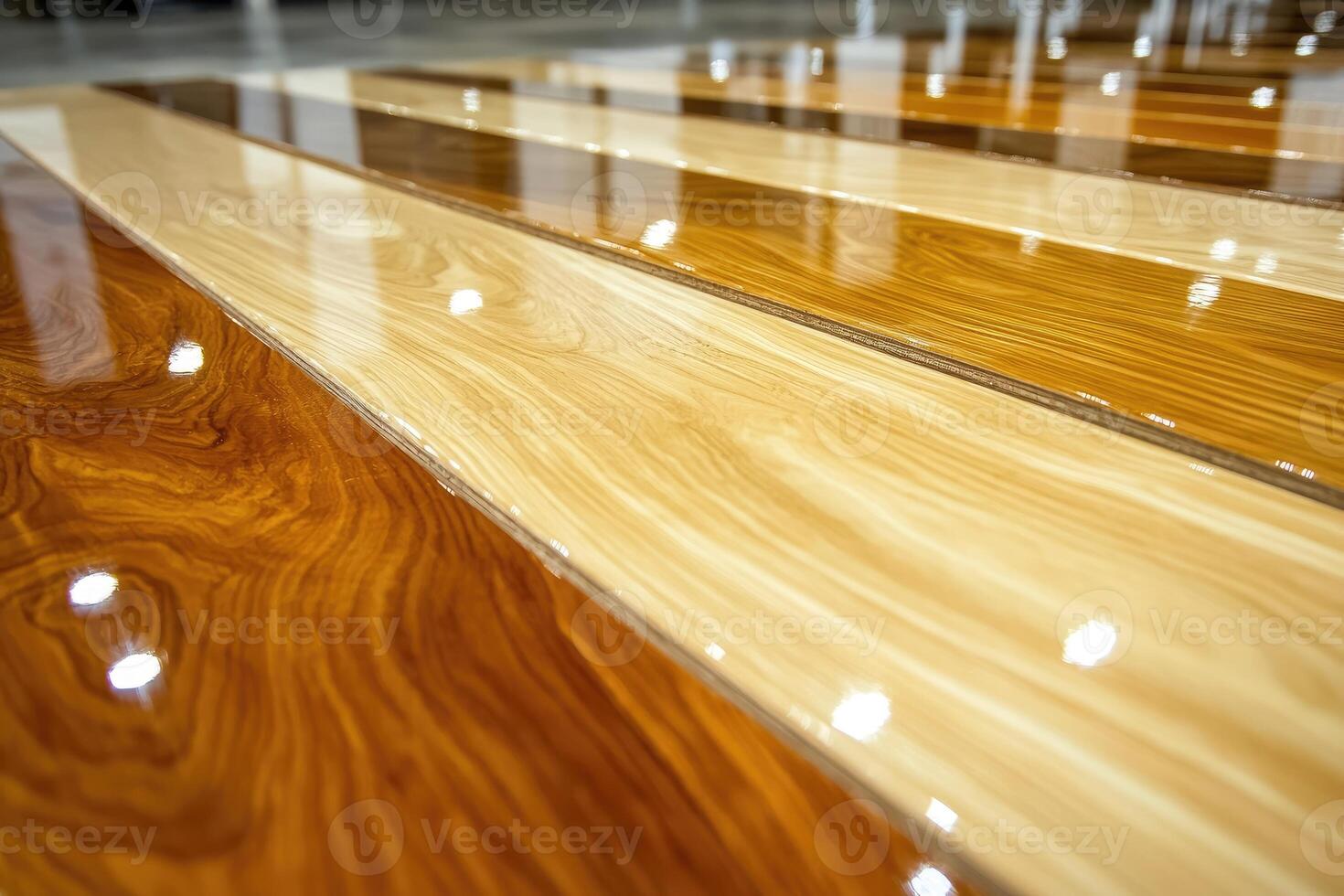 Polished Wood Flooring Samples Displayed in Rows photo