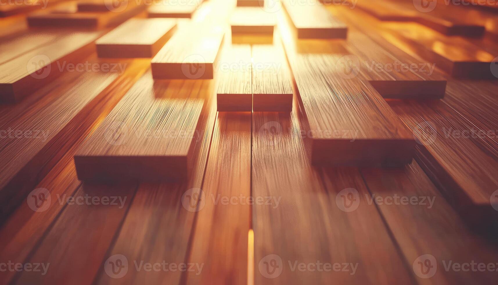 Abstract Wooden Blocks Illuminated By Sunlight photo