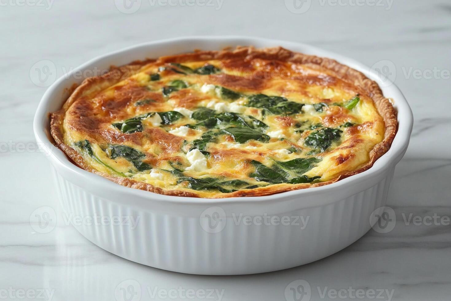 Small Spinach And Feta Quiche, Copy Space, Food Setting photo