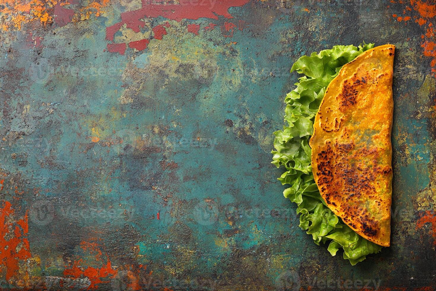 Crunchy Beef Taco With Lettuce And Cheese, Copy Space, Food Image photo