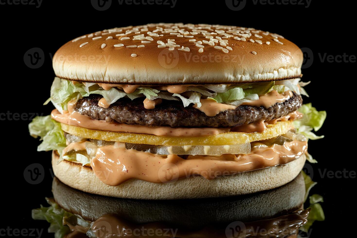 Double Cheeseburger With Special Sauce, Copy Space, Food Image photo