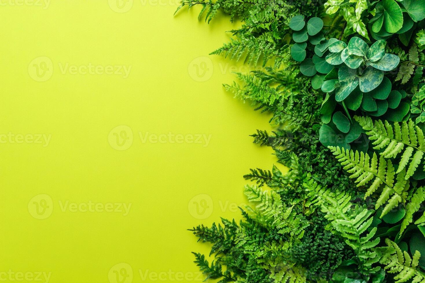 Top view Asplenium nidus on a vibrant background, plant setting photo