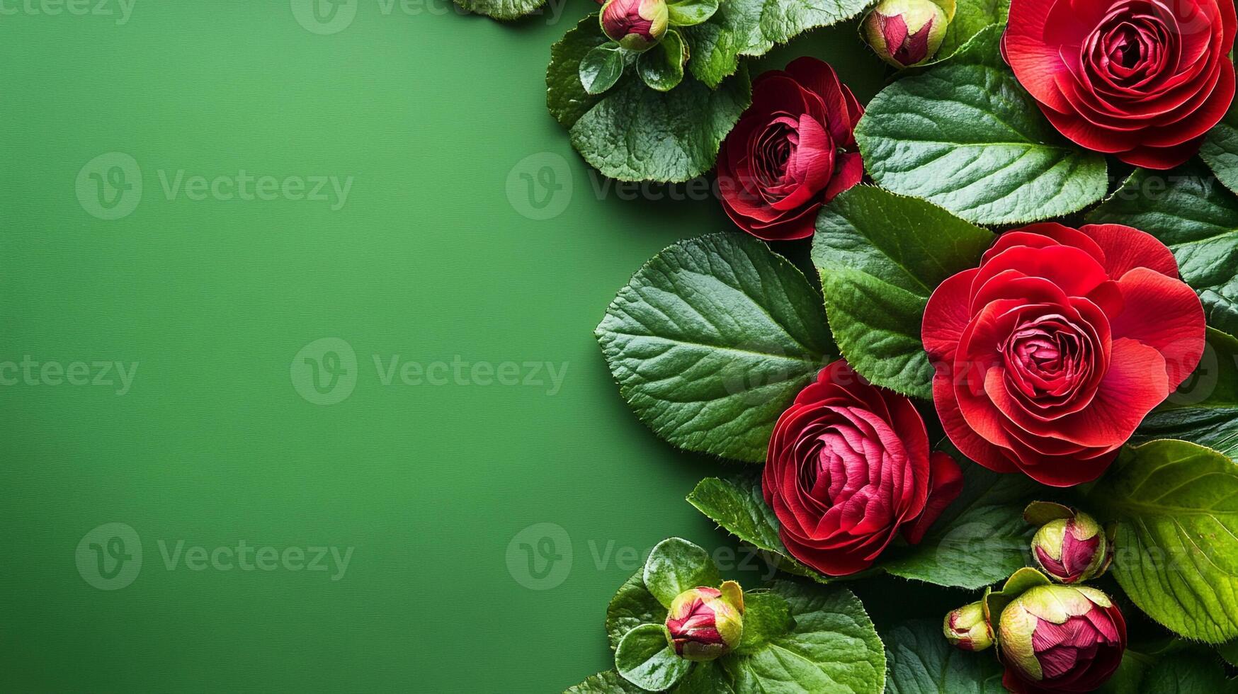 Top view photorealistic Begonia, flower set on a vibrant background photo