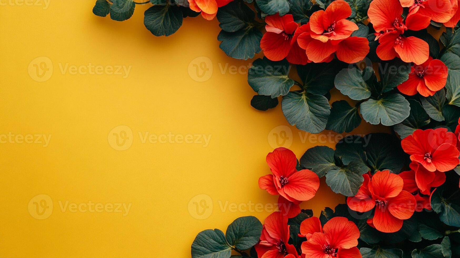Begonia on a vibrant background, photorealistic top view Begonia plant photo