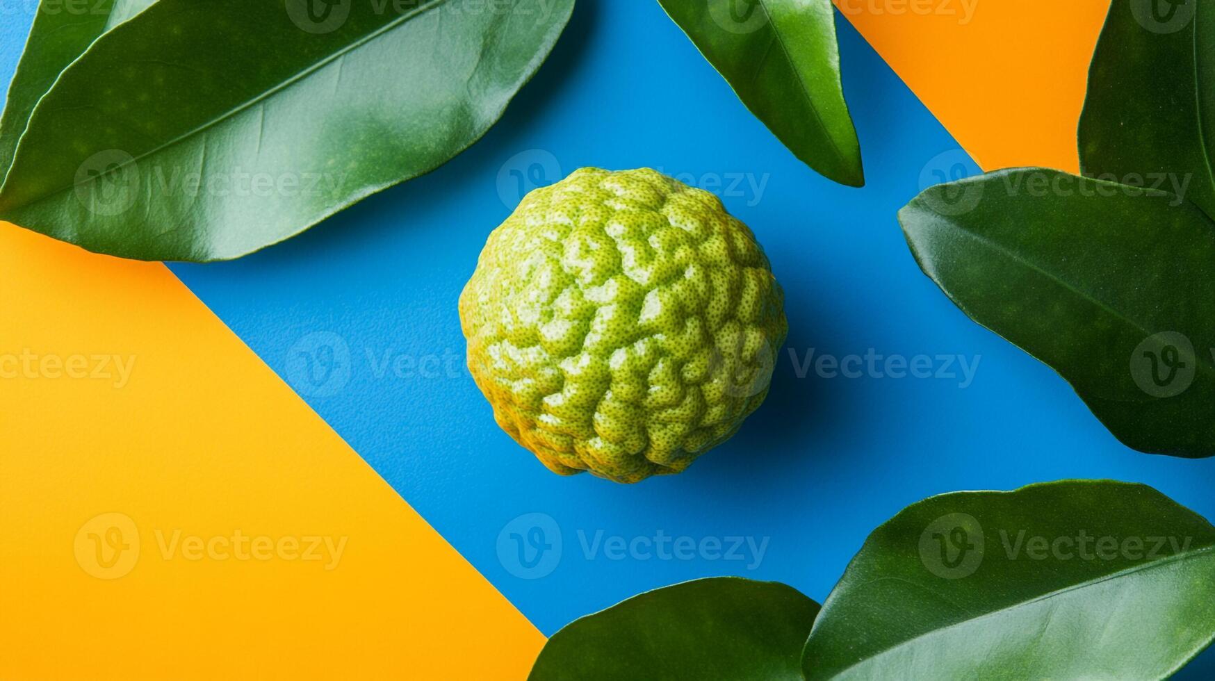 Top view photorealistic Bergamot, plant set on a vibrant background photo